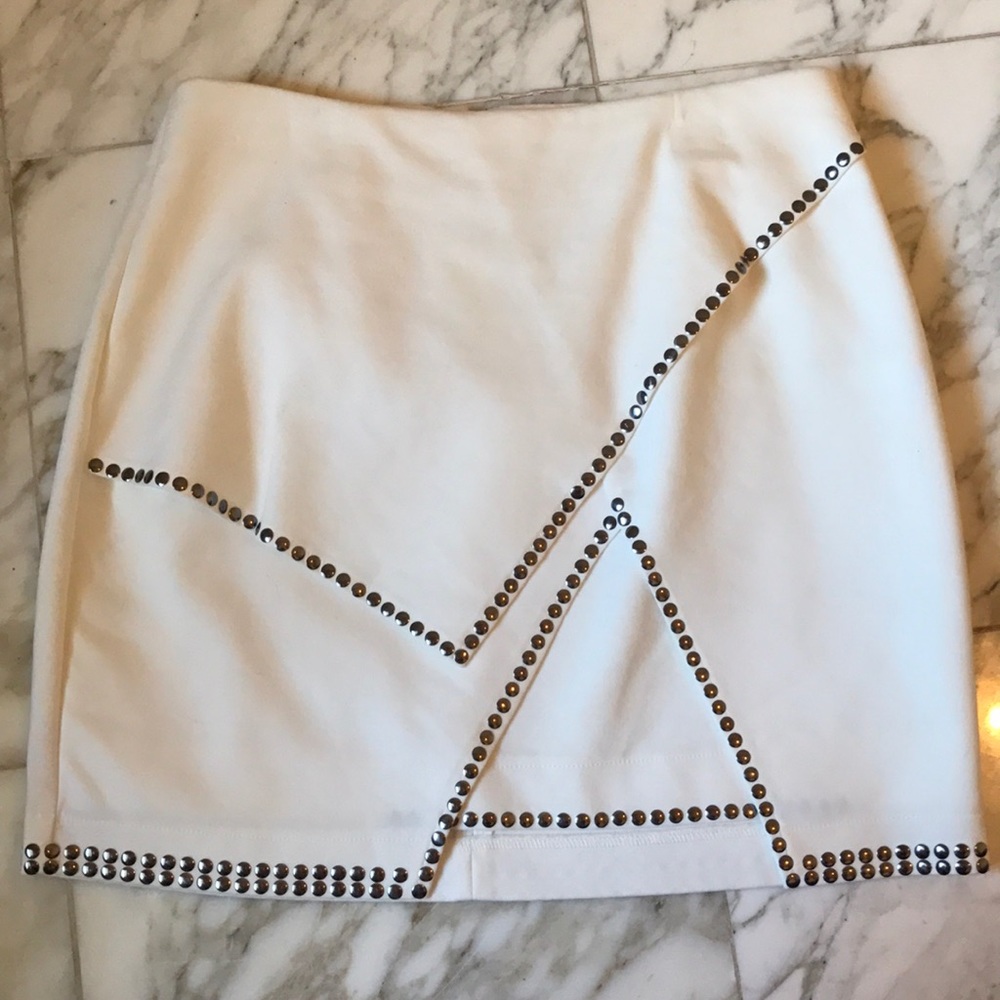 By the way. White Studded Mini Skirt